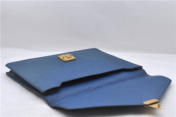 Auth Louis Vuitton Epi Porte Documents Senateur Briefcase M54455 Blue LV 2303D