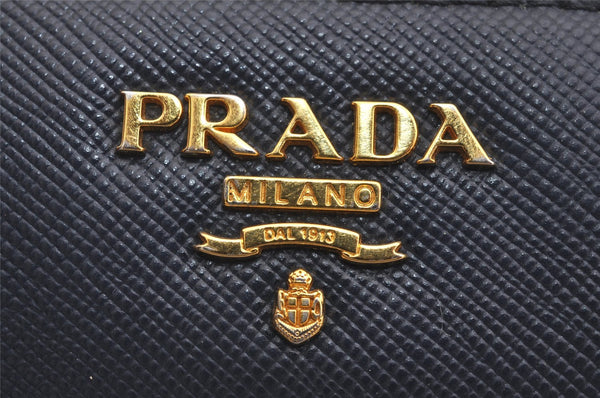 Authentic PRADA SAFFIANO METAL Multic Leather Long Wallet 1M0506 Navy Blue 2304I