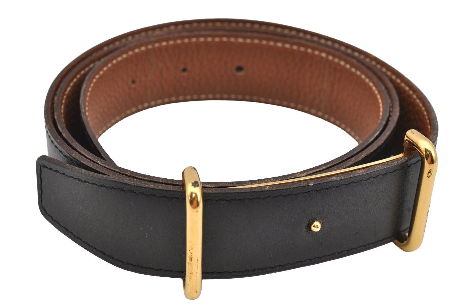 Authentic HERMES Leather Belt Reversible Size 95cm 37.4