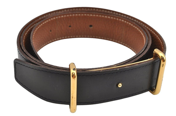 Authentic HERMES Leather Belt Reversible Size 95cm 37.4" Brown Black 2306I