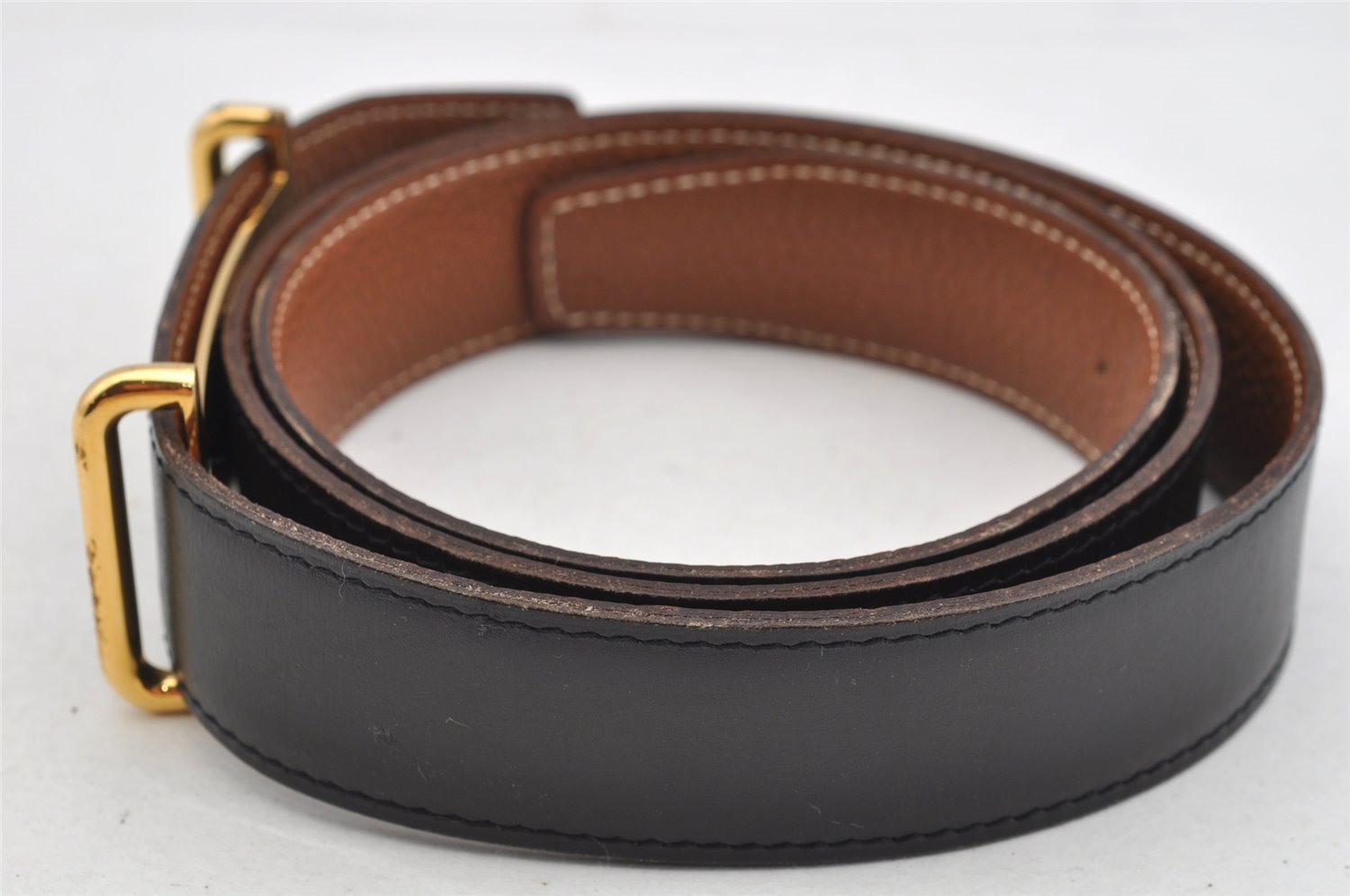 Authentic HERMES Leather Belt Reversible Size 95cm 37.4