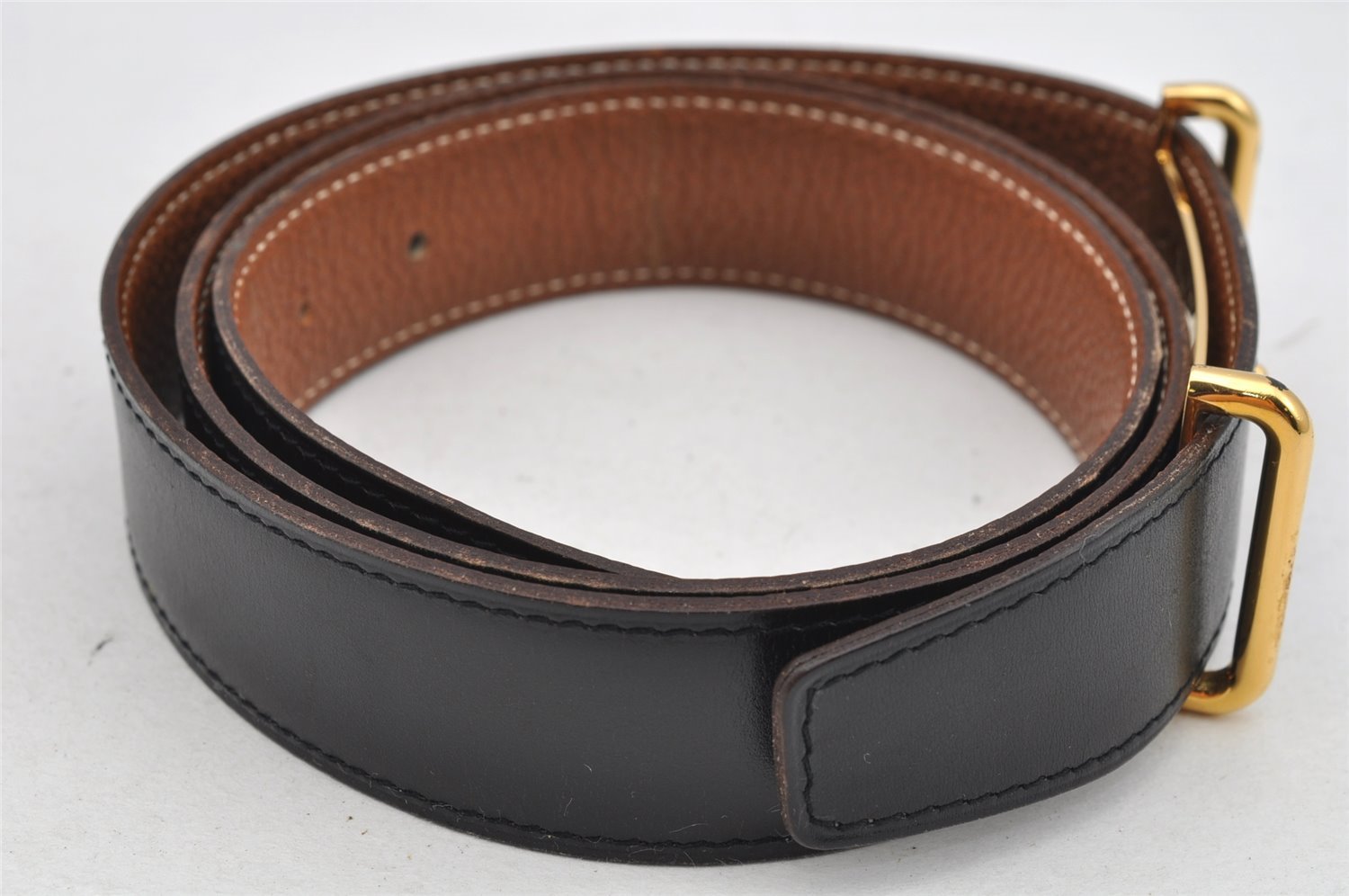 Authentic HERMES Leather Belt Reversible Size 95cm 37.4