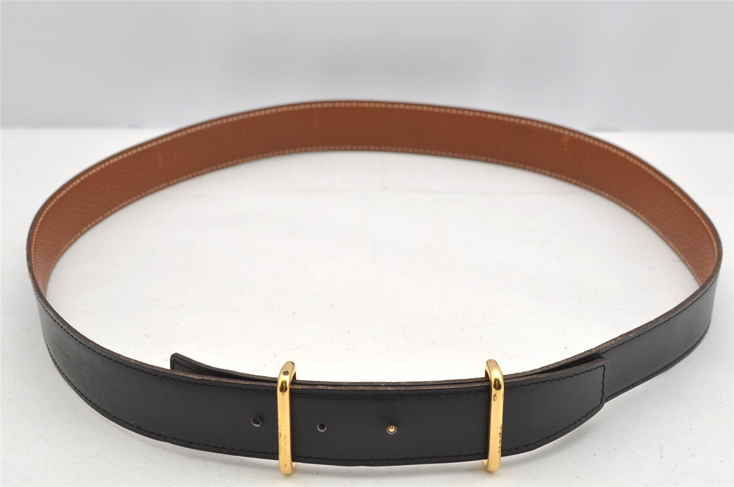 Authentic HERMES Leather Belt Reversible Size 95cm 37.4