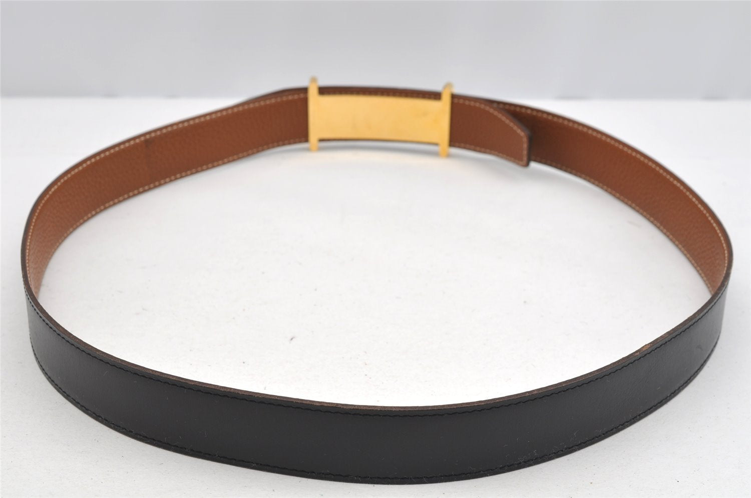 Authentic HERMES Leather Belt Reversible Size 95cm 37.4