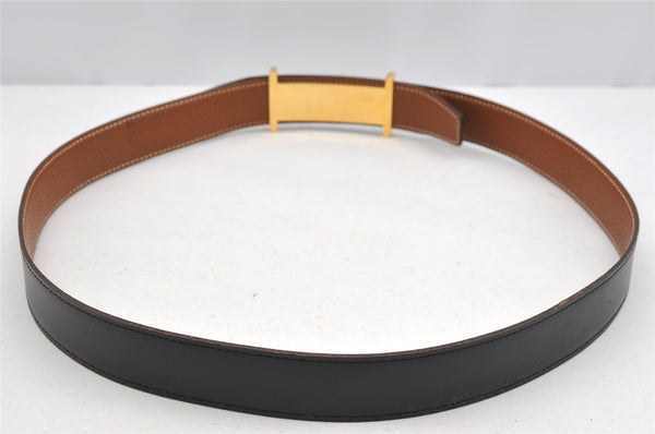 Authentic HERMES Leather Belt Reversible Size 95cm 37.4" Brown Black 2306I