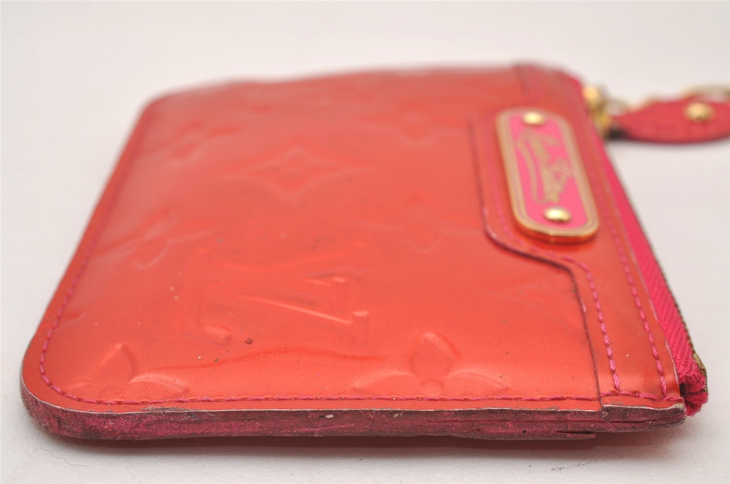 Authentic Louis Vuitton Vernis Pochette Cles NM Coin Purse Red M93637 LV 2309I