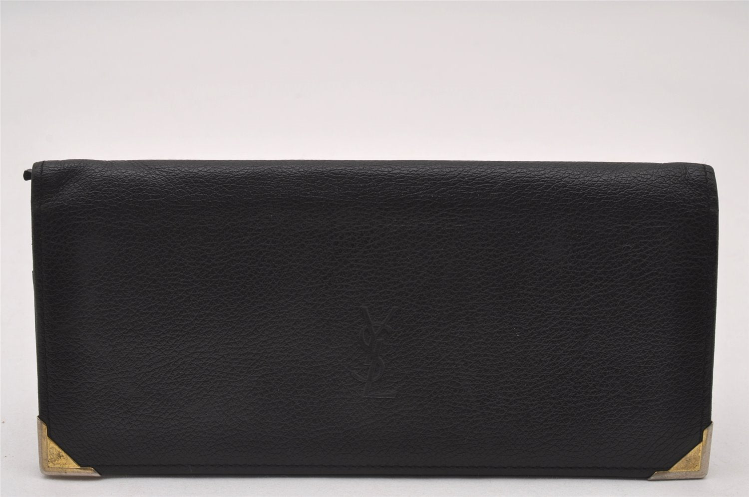 Authentic YVES SAINT LAURENT Vintage Long Wallet Purse Leather Black 2310I