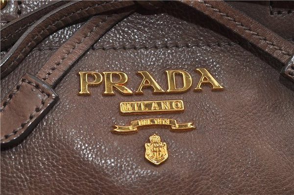 Authentic PRADA GLACE'CALF Leather 2Way Shoulder Hand Bag BN2245 Brown 2311D