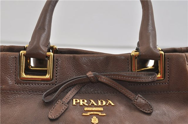 Authentic PRADA GLACE'CALF Leather 2Way Shoulder Hand Bag BN2245 Brown 2311D