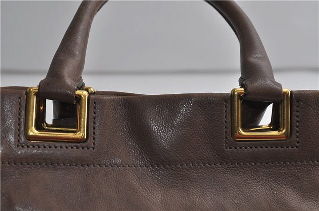 Authentic PRADA GLACE'CALF Leather 2Way Shoulder Hand Bag BN2245 Brown 2311D