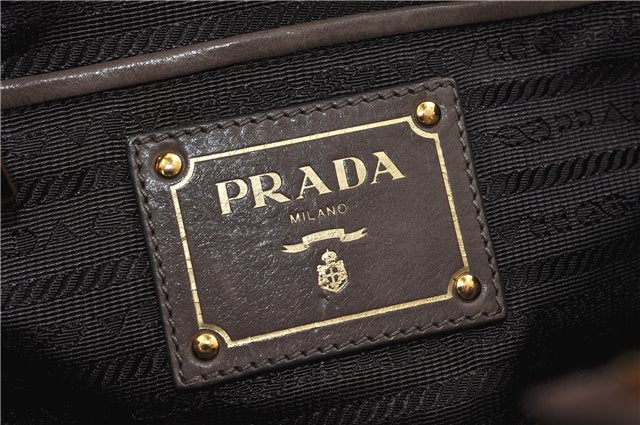 Authentic PRADA GLACE'CALF Leather 2Way Shoulder Hand Bag BN2245 Brown 2311D