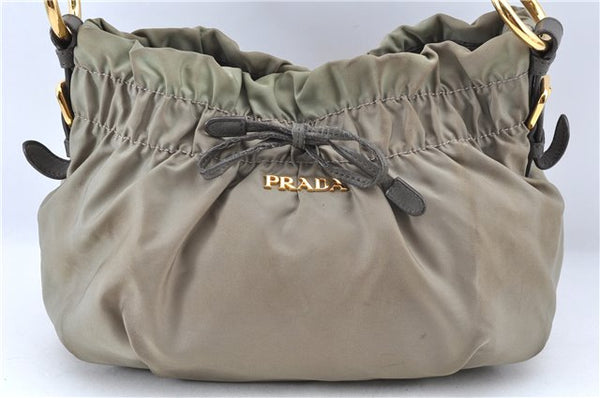 Authentic PRADA Nylon Leather Shoulder Hand Bag Purse Khaki Green 2312D