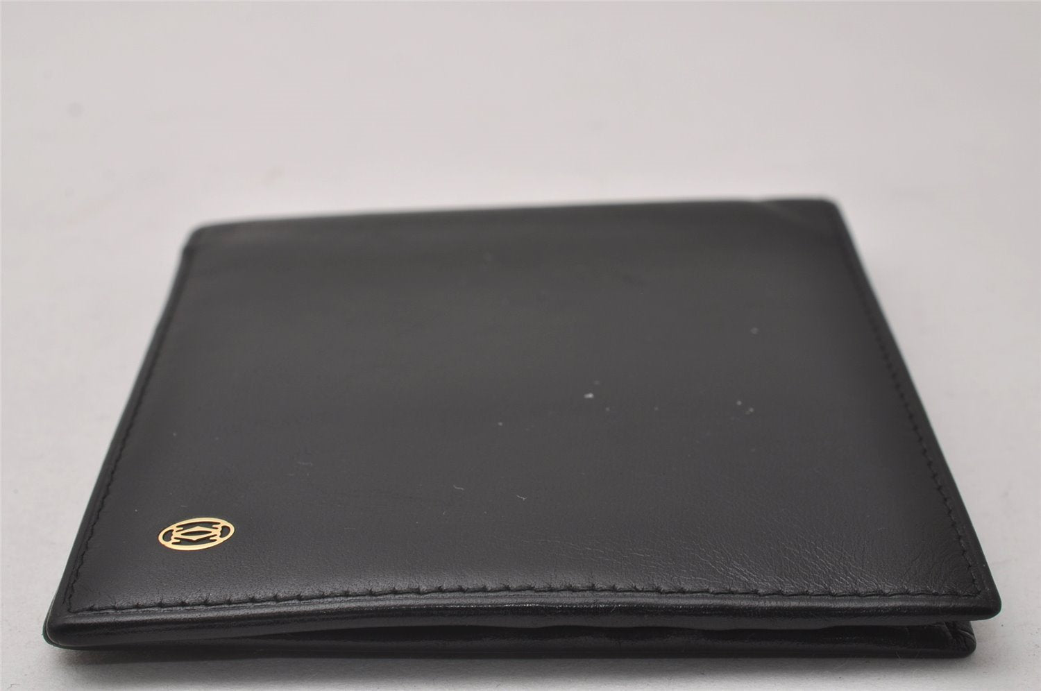 Authentic Cartier Pasha Vintage Bifold Wallet Purse Leather Black 2316I