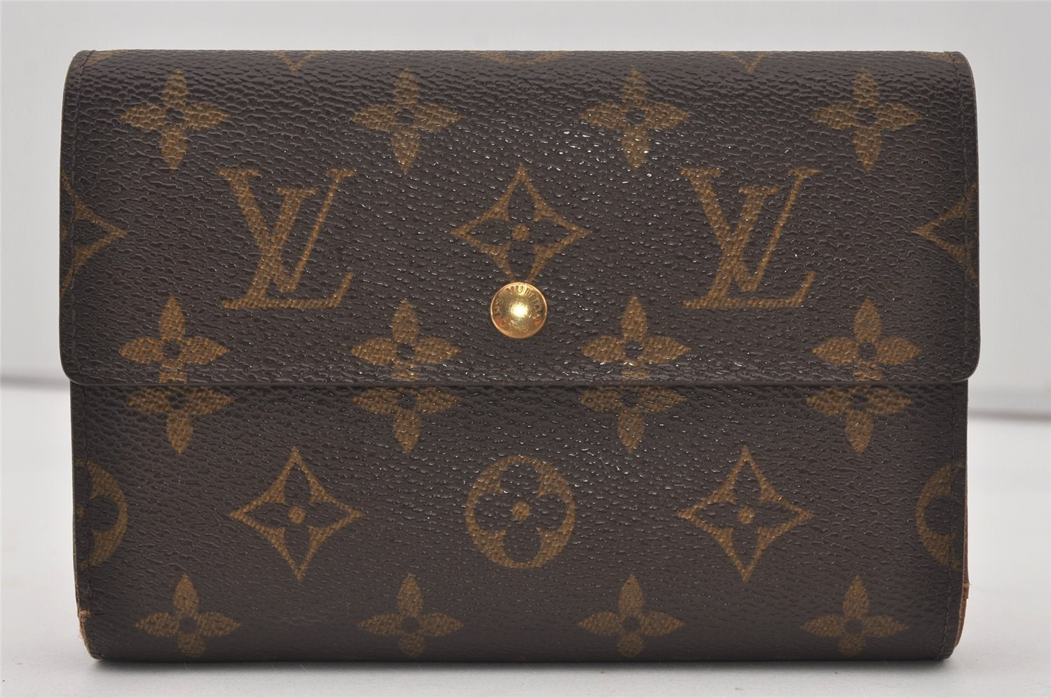 Authentic Louis Vuitton Monogram Porte Tresor Etui Papier Wallet M61202 LV 2323I