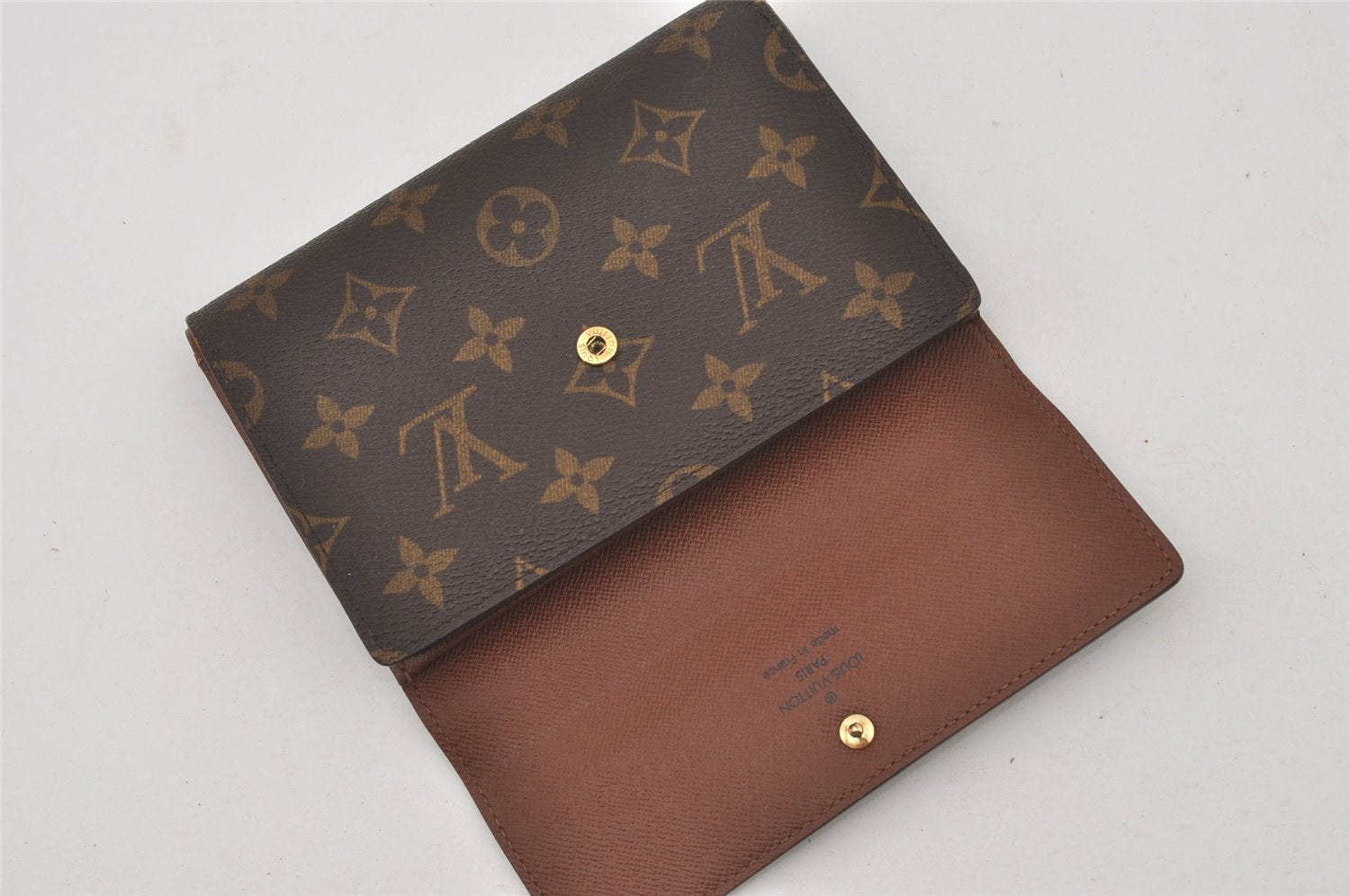 Authentic Louis Vuitton Monogram Porte Tresor Etui Papier Wallet M61202 LV 2323I