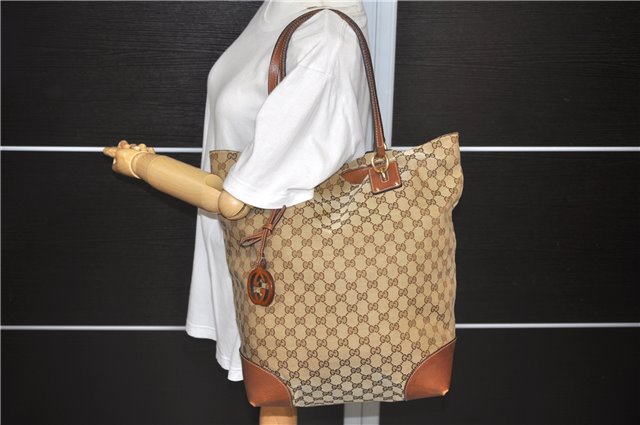 Authentic GUCCI Shoulder Tote Bag GG Canvas Leather 247236 Brown 2324D