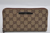 Authentic GUCCI Vintage Long Wallet Purse GG Canvas Leather Brown 2324I