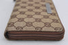 Authentic GUCCI Vintage Long Wallet Purse GG Canvas Leather Brown 2324I