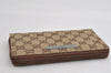 Authentic GUCCI Vintage Long Wallet Purse GG Canvas Leather Brown 2324I