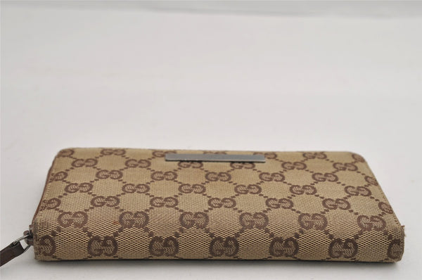 Authentic GUCCI Vintage Long Wallet Purse GG Canvas Leather Brown 2324I