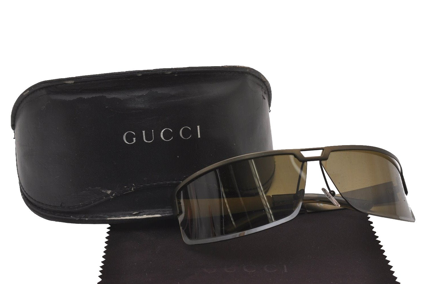 Authentic GUCCI Vintage Sunglasses Titanium GG 1725/S Khaki Green 2326I