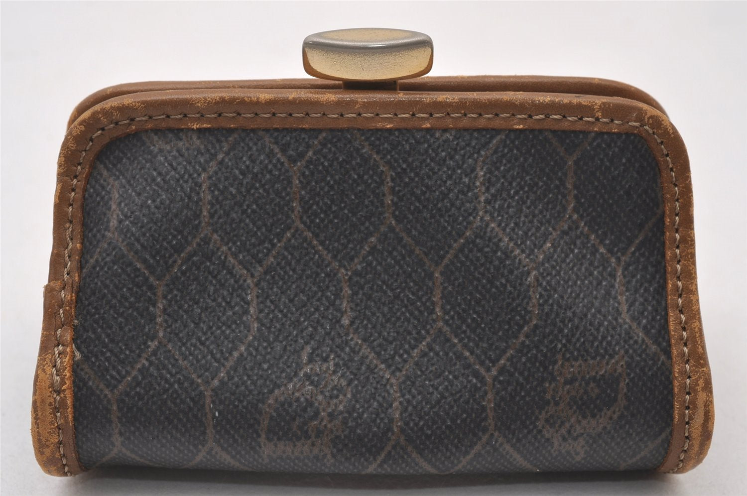 Authentic Christian Dior Honeycomb Coin Case Purse PVC Leather Black CD 2328I