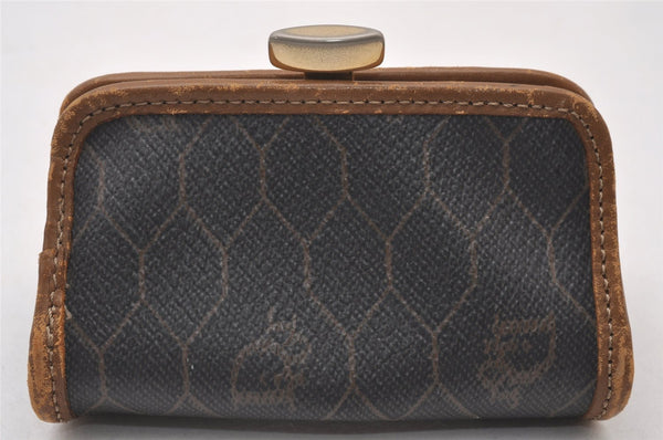Authentic Christian Dior Honeycomb Coin Case Purse PVC Leather Black CD 2328I