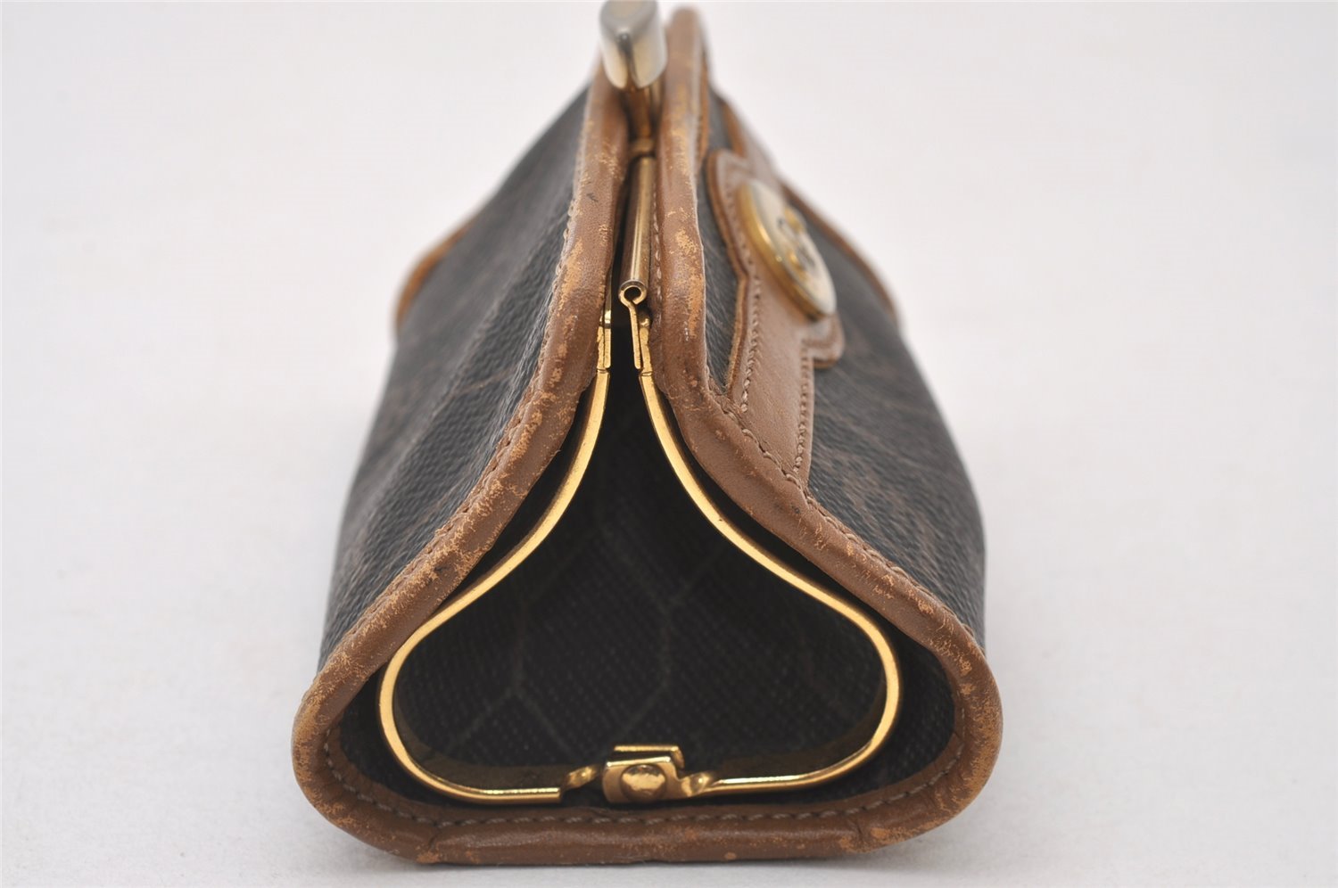 Authentic Christian Dior Honeycomb Coin Case Purse PVC Leather Black CD 2328I