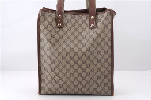 Authentic GUCCI Web Sherry Line Tote Bag GG PVC Leather 211135 Brown 2331F