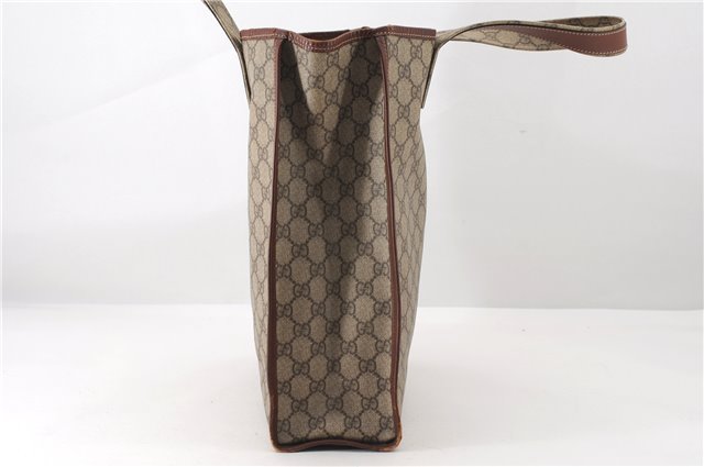 Authentic GUCCI Web Sherry Line Tote Bag GG PVC Leather 211135 Brown 2331F
