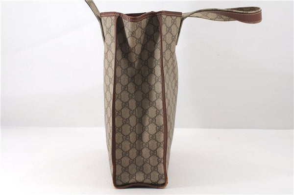 Authentic GUCCI Web Sherry Line Tote Bag GG PVC Leather 211135 Brown 2331F
