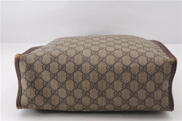 Authentic GUCCI Web Sherry Line Tote Bag GG PVC Leather 211135 Brown 2331F