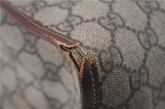 Authentic GUCCI Web Sherry Line Tote Bag GG PVC Leather 211135 Brown 2331F