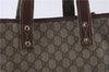Authentic GUCCI Web Sherry Line Tote Bag GG PVC Leather 211135 Brown 2331F