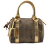 Authentic FENDI Zucchino Hand Boston Bag Purse PVC Leather Gold Black 2335I