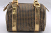 Authentic FENDI Zucchino Hand Boston Bag Purse PVC Leather Gold Black 2335I