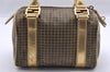 Authentic FENDI Zucchino Hand Boston Bag Purse PVC Leather Gold Black 2335I