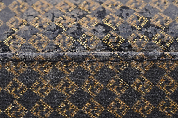Authentic FENDI Zucchino Hand Boston Bag Purse PVC Leather Gold Black 2335I