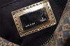 Authentic FENDI Zucchino Hand Boston Bag Purse PVC Leather Gold Black 2335I