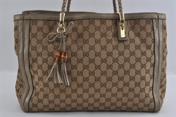 Authentic GUCCI Bamboo Bella Shoulder Bag GG Canvas Leather 269945 Brown 2336I