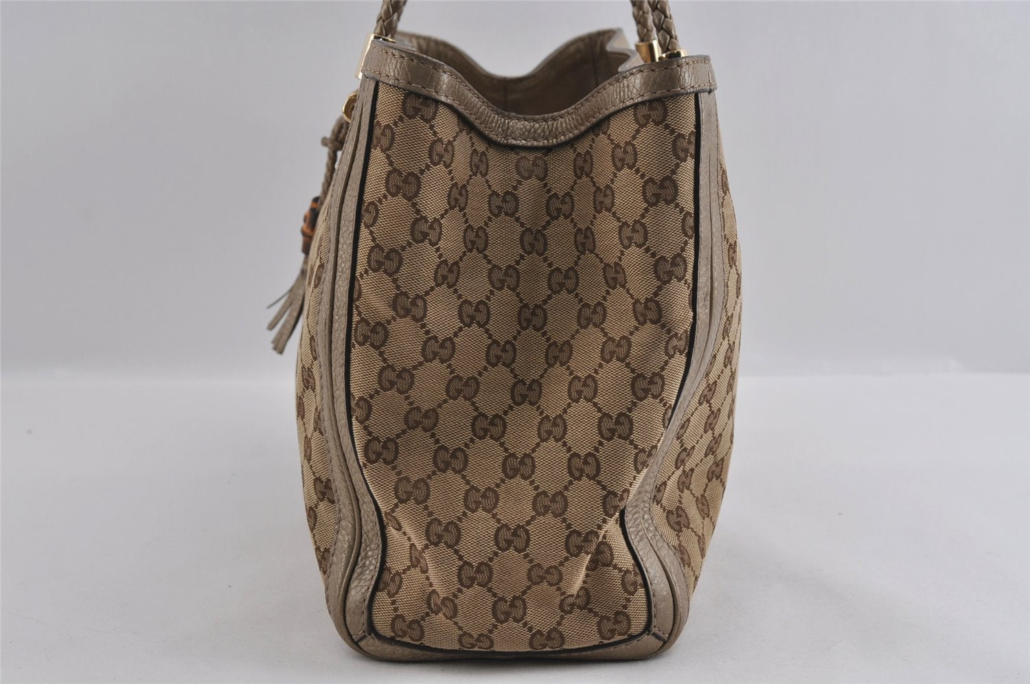 Authentic GUCCI Bamboo Bella Shoulder Bag GG Canvas Leather 269945 Brown 2336I