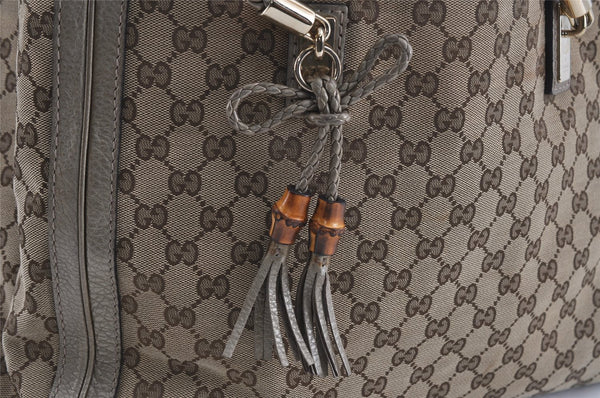 Authentic GUCCI Bamboo Bella Shoulder Bag GG Canvas Leather 269945 Brown 2336I