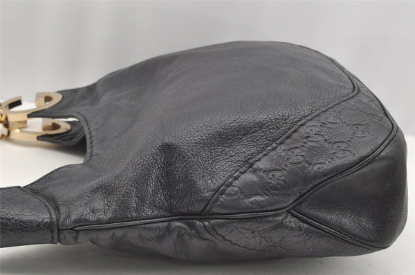 Authentic GUCCI Guccissima Charlotte Shoulder Bag GG Leather 203503 Black 2340I