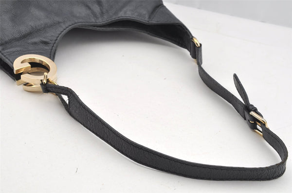 Authentic GUCCI Guccissima Charlotte Shoulder Bag GG Leather 203503 Black 2340I