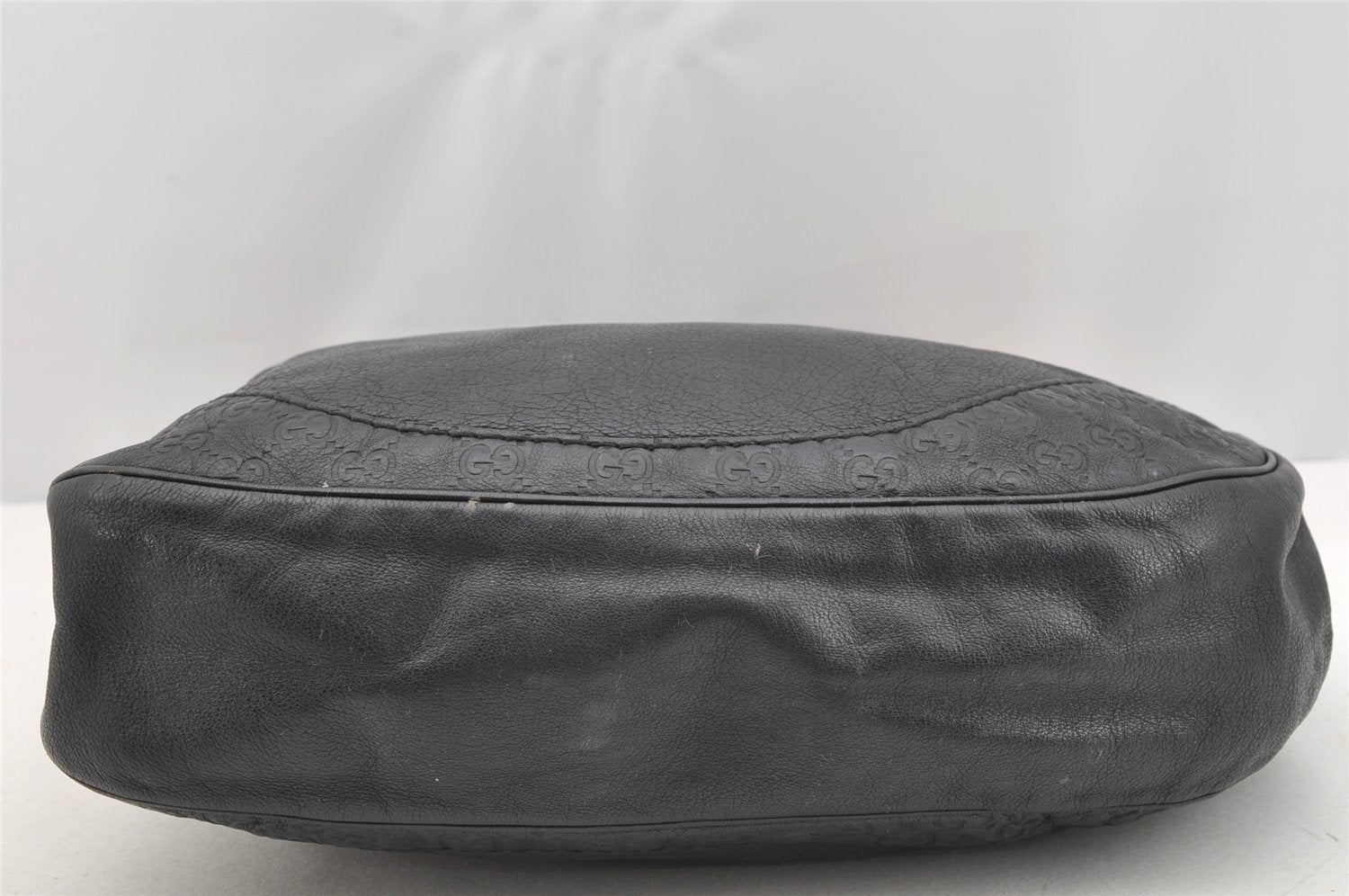 Authentic GUCCI Guccissima Charlotte Shoulder Bag GG Leather 203503 Black 2340I