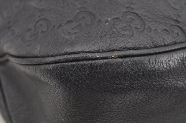 Authentic GUCCI Guccissima Charlotte Shoulder Bag GG Leather 203503 Black 2340I