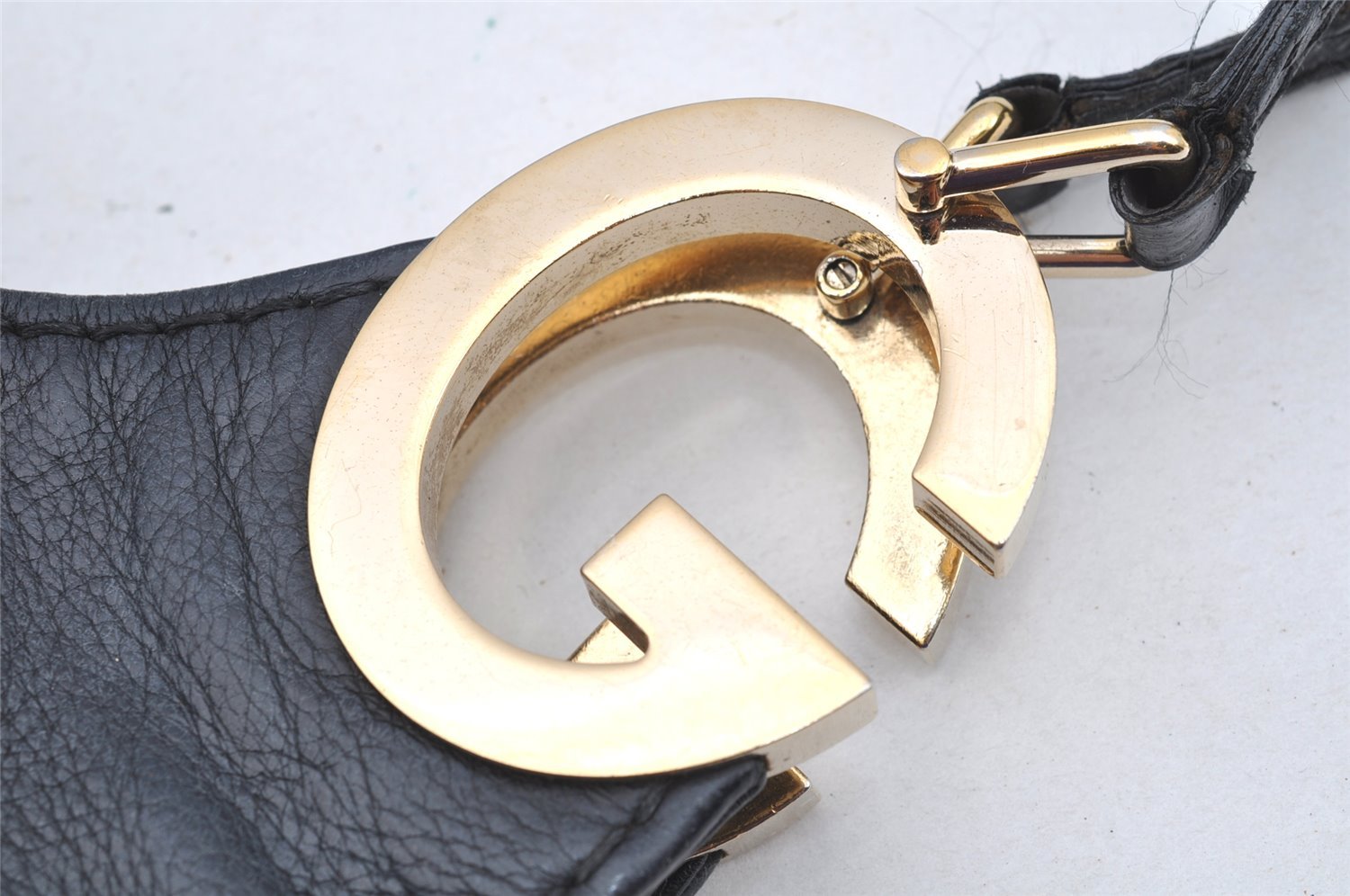 Authentic GUCCI Guccissima Charlotte Shoulder Bag GG Leather 203503 Black 2340I