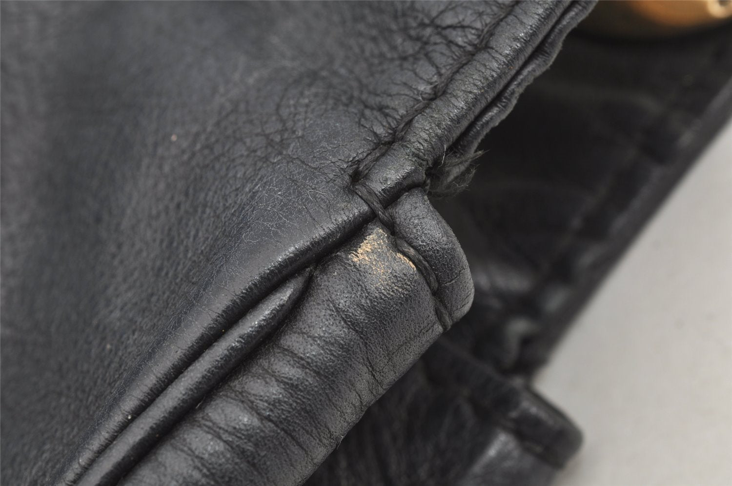 Authentic GUCCI Guccissima Charlotte Shoulder Bag GG Leather 203503 Black 2340I