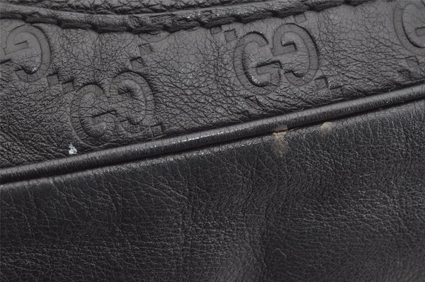 Authentic GUCCI Guccissima Charlotte Shoulder Bag GG Leather 203503 Black 2340I