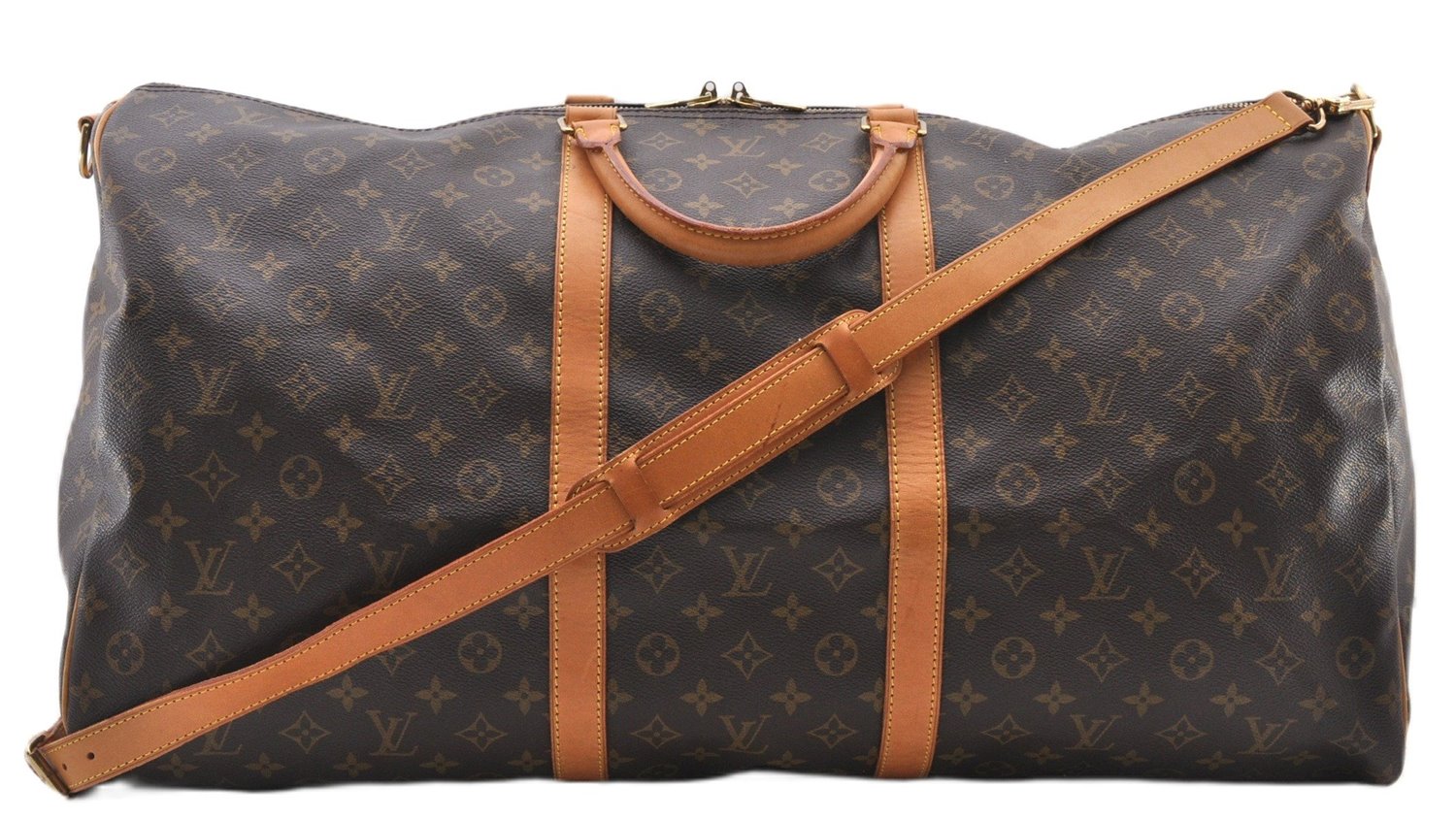 Authentic Louis Vuitton Monogram Keepall Bandouliere 60 M41412 Boston Bag 2342F